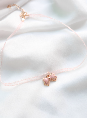 choker暖风日系粉色吊坠女生颈带