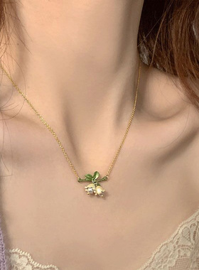 森系超仙白色铃兰花朵项链女