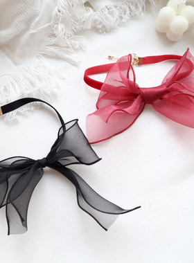 夏季网纱蝴蝶结锁骨链