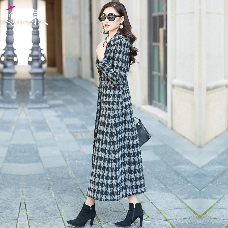 绿慕格子毛呢外套2019秋冬流行新款 绿慕毛呢外套