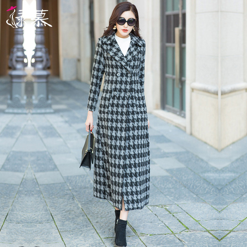 绿慕格子毛呢外套2019秋冬流行新款 绿慕毛呢外套