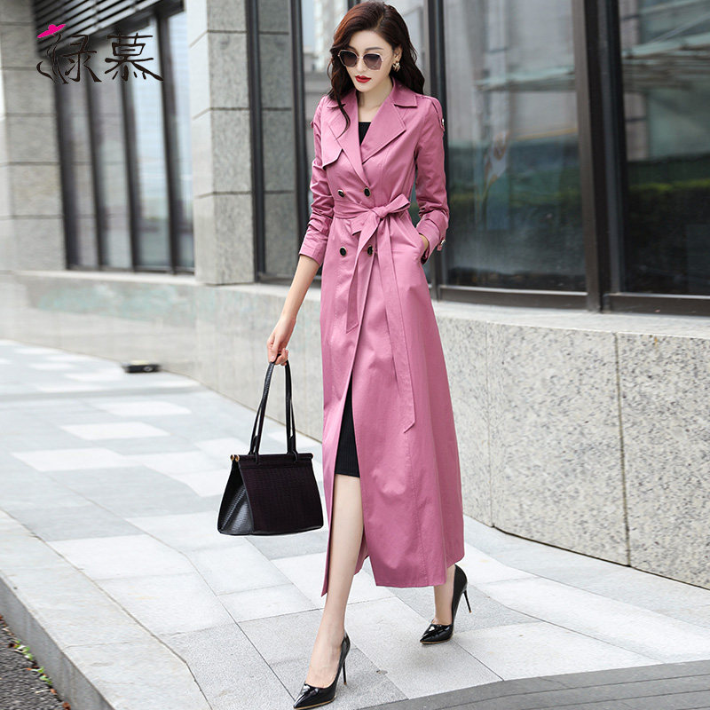 绿慕粉色2020秋季新款气质流行风衣 绿慕风衣