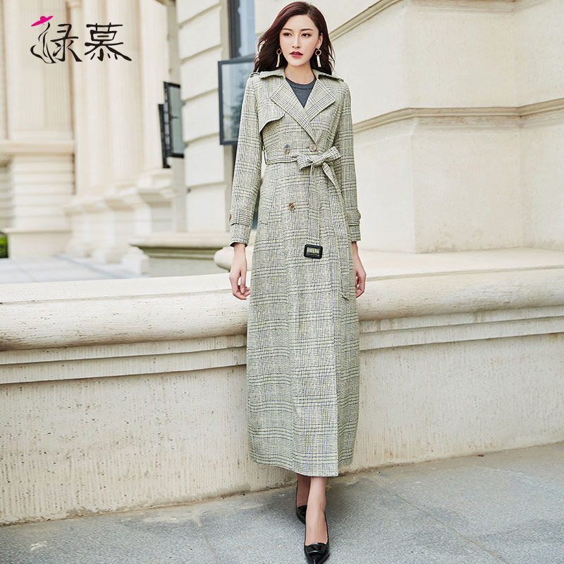 绿慕格子风衣女长款2020 绿慕风衣