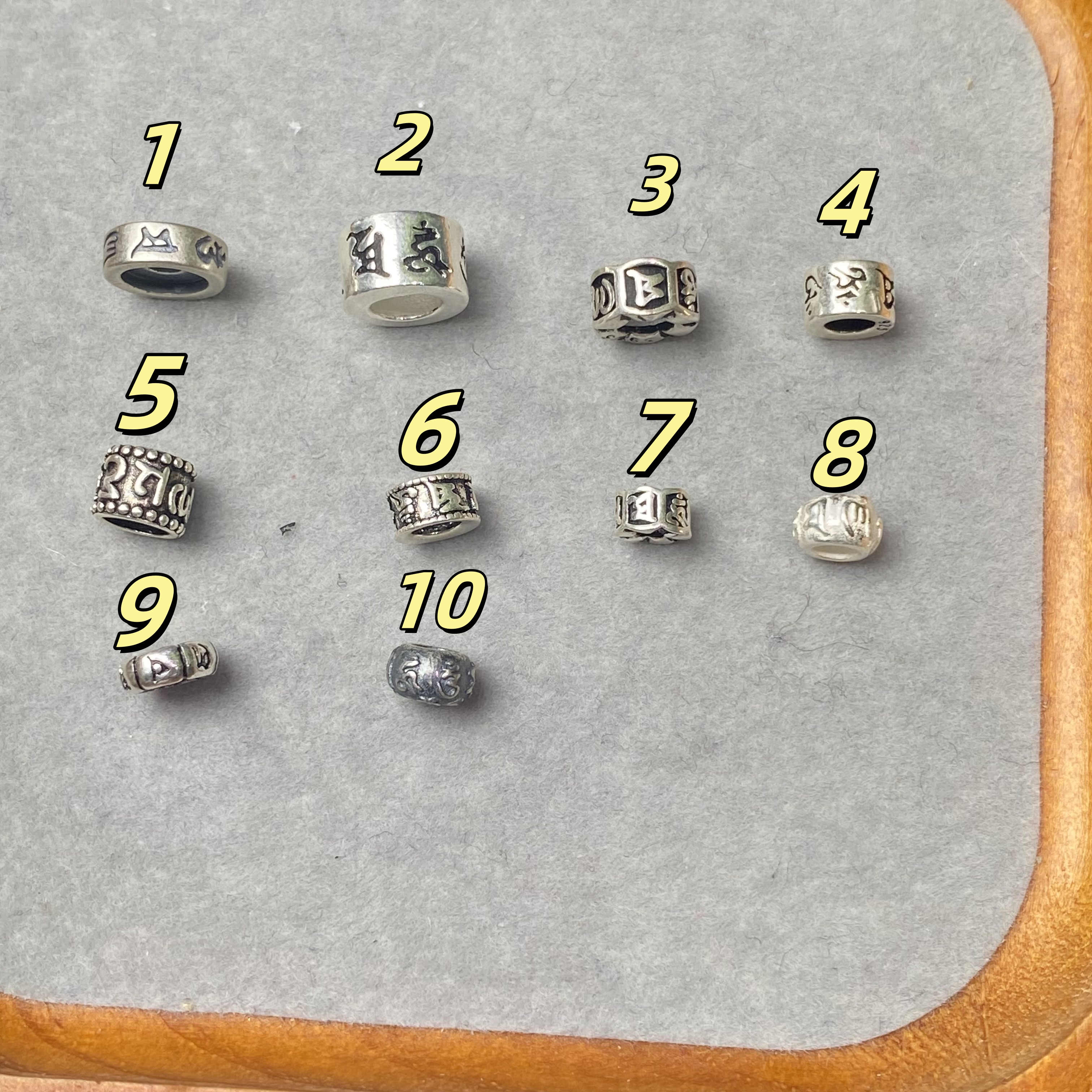S925纯银六字真言隔珠隔片手工DIY饰品串珠手链项链配件材料 - 图0