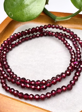 天然石榴石切面三圈手链