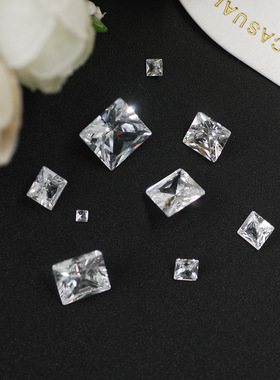5mm9mm正方形锆石白色尖底透底