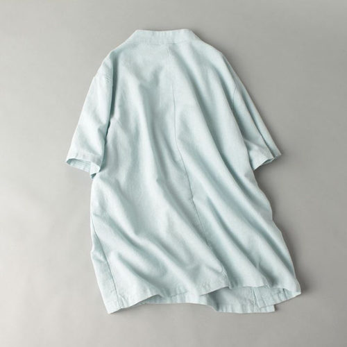 女衬衫纸样立领斜开襟短袖上衣禅茶服中国风DIY1:1服装裁剪图样板 - 图2