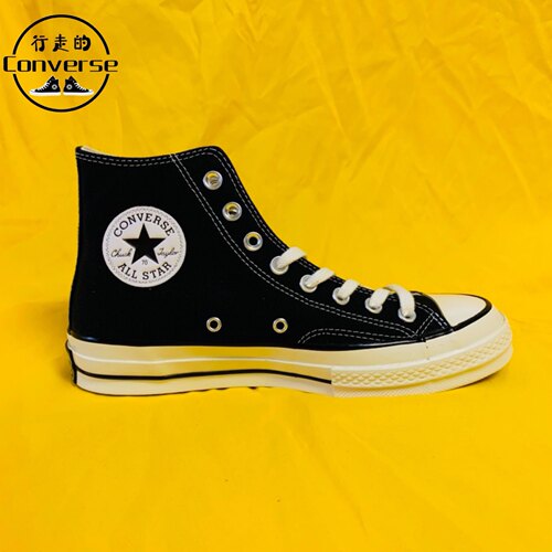 匡威Converse1970s三星标黑低 黑高男女帆布鞋162050C162058C - 图1