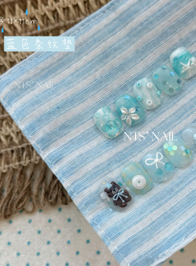 NTS.nail 甄选「韩系拍照背景盒」 波点格纹蓝色美甲拍照道具垫子