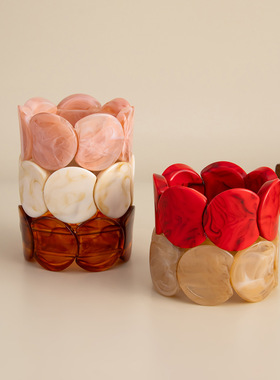 ins风晕染树脂圆弧形拼接手链