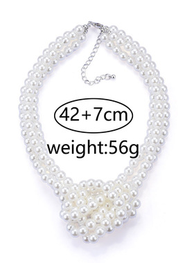 复古拼接打结多层仿珍珠项链