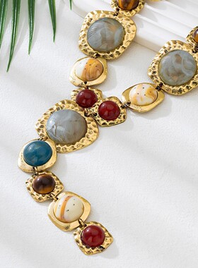 中古风Y型吊坠轻奢宫廷风锁骨链