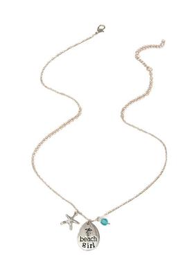 彩色海玻璃吊坠项链海洋风毛衣链