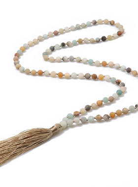 天然石串珠项链玛拉珠流苏