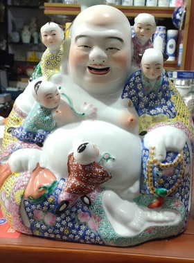 包邮景德镇陶瓷器招财摆件五子佛笑口弥勒佛送子佛客厅雕塑工艺品