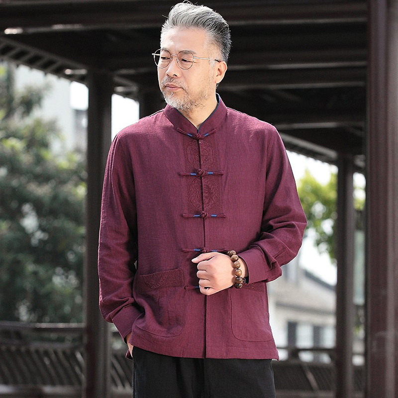 阿莫罗棉麻唐装中老年人宽松男春夏 阿莫罗民族服装