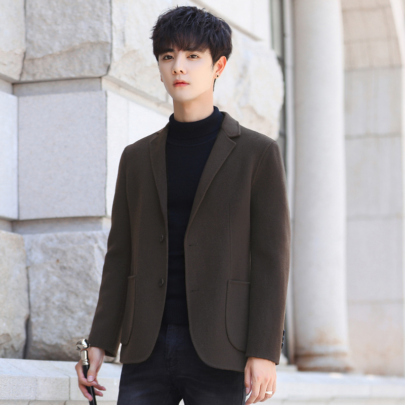 双面呢休闲男士修身秋冬羊毛小西服 旺潮西服
