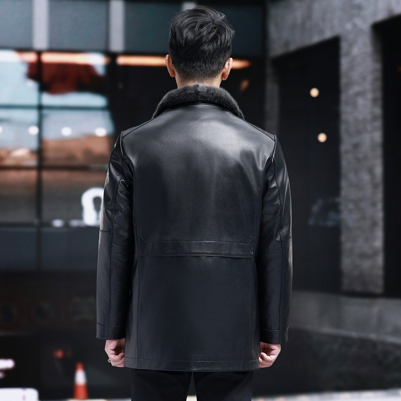 海宁真皮皮衣男士中长款皮夹克头层牛皮水貂翻领可脱卸内胆外套冬,淘宝优惠券,粉丝福利购,淘宝优惠卷