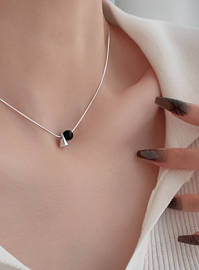 黑玛瑙圆锥项链几何蛇骨链2026