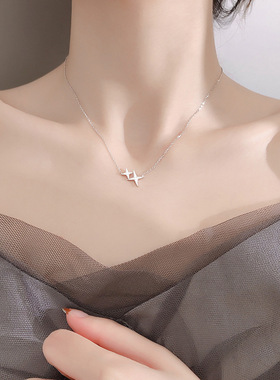 纯银闪钻项链小众锁骨链轻奢