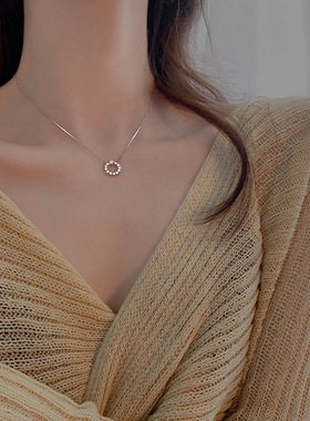 闪钻圆环项链蓝色大海的传说锆石