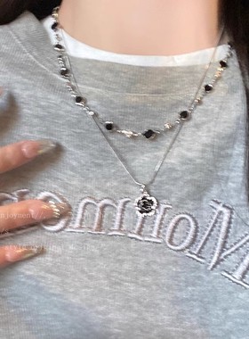 小香风山茶花叠戴锁骨项链