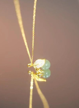 和田玉叶子项链小众设计轻奢高级