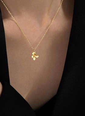 栀子花吊坠项链女时尚轻奢小众