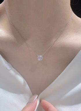 s925银极光项链女简约小清新