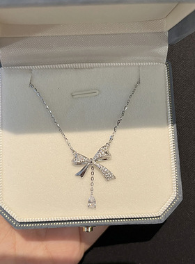 水滴蝴蝶结项链女甜美简约小众