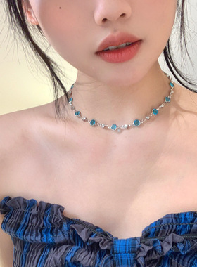 轻奢叠戴锆石项链锁骨链