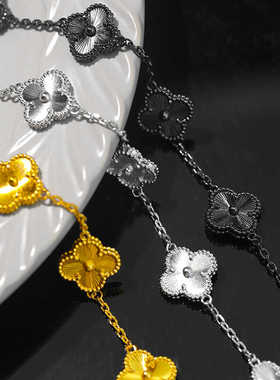 设计感幸运草手饰黑玛瑙精致