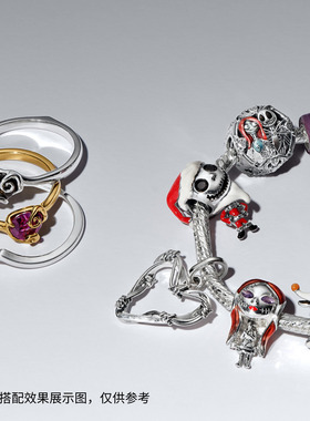[新品]Pandora潘多拉迪士尼《圣诞夜惊魂》莎莉紫色心形戒指黑色