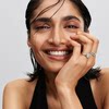 Pandora can be engraved and customized. Pandora can be engraved with heart-shaped rings. Stackable thin hoop rings in silver.