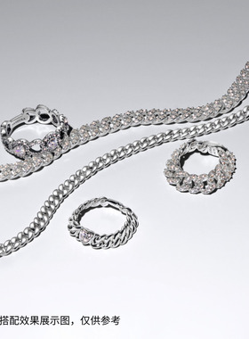 Pandora潘多拉心形古巴链戒指金色银色对戒情侣同款