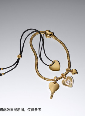 [新品]Pandora潘多拉心形黑色编绳滑扣式手链个性时尚礼物