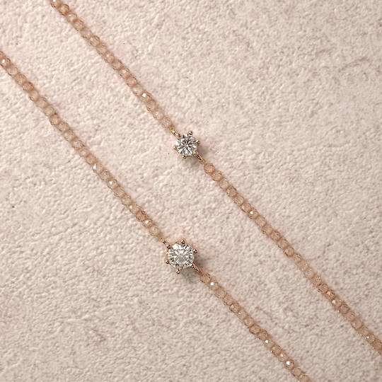 sanswood《歌剧魅影》香槟锆石莫桑石手链女串珠百搭精致气质手饰