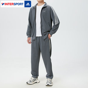 Adidas阿迪达斯男士运动套装春季新款正品外套运动裤灰色男运动服