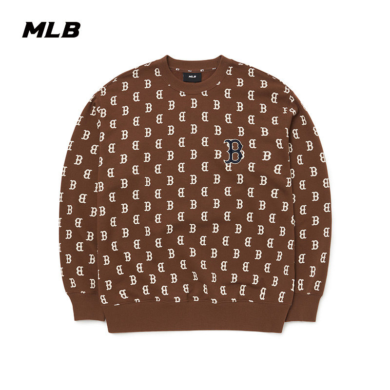 MLB官方男女圆领卫衣复古老花宽松运动休闲情侣22夏季新款MTM02_虎窝淘