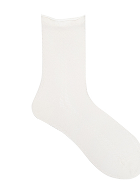 蓝步女袜 2024夏季新款运动休闲袜白色袜子时尚透气中筒袜L39103
