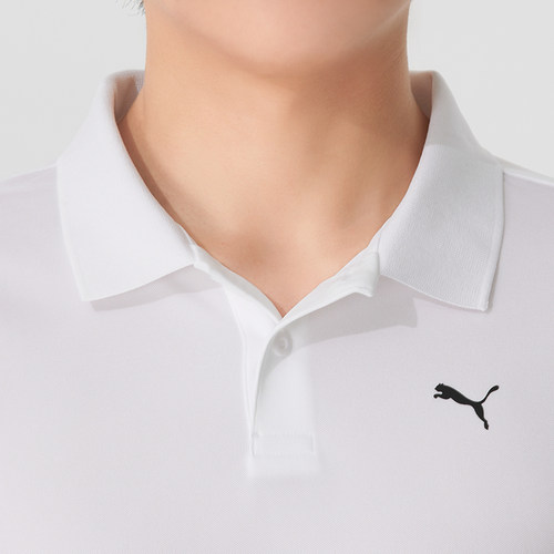 PUMA彪马白色POLO衫男运动服透气短袖翻领T恤528699-02 - 图1