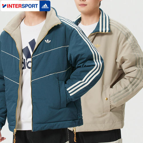 阿迪达斯LNY新年款双面穿立领棉衣外套男上衣三叶草休闲运动棉服 - 图2