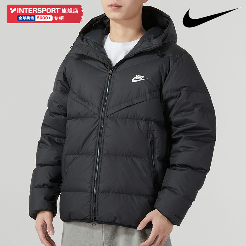 nike耐克连帽羽绒服男2024夏季新款运动服短款棉衣保暖外套FB8178