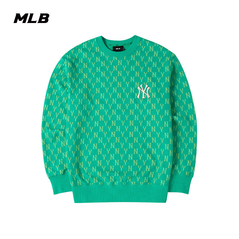 MLB官方男女圆领卫衣复古老花宽松运动休闲情侣22夏季新款MTM02_虎窝淘