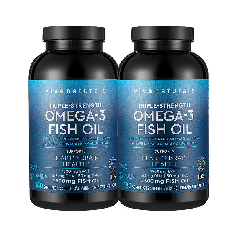 Viva美国进口高浓度深海鱼油软胶囊Omega3中老年成人DHA180粒*2瓶 - 图0