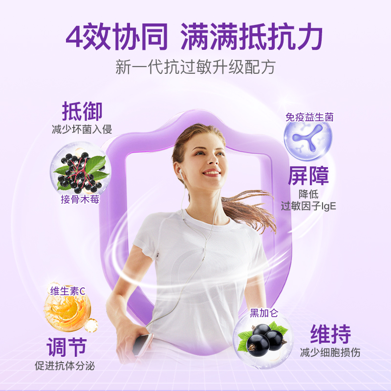 goodhealth维乐士免疫小紫盒过敏加强版益生菌皮肤敏感接骨木莓 - 图2