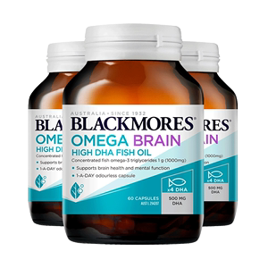 BLACKMORES澳佳宝高浓度4倍脑铂金鱼油60粒*3深海DHA鱼油omega3