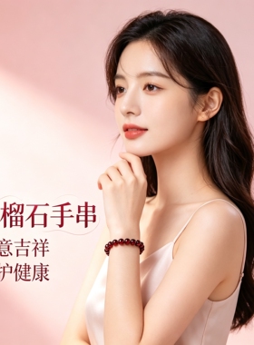 纯天然石榴石手链女多圈叠戴手串