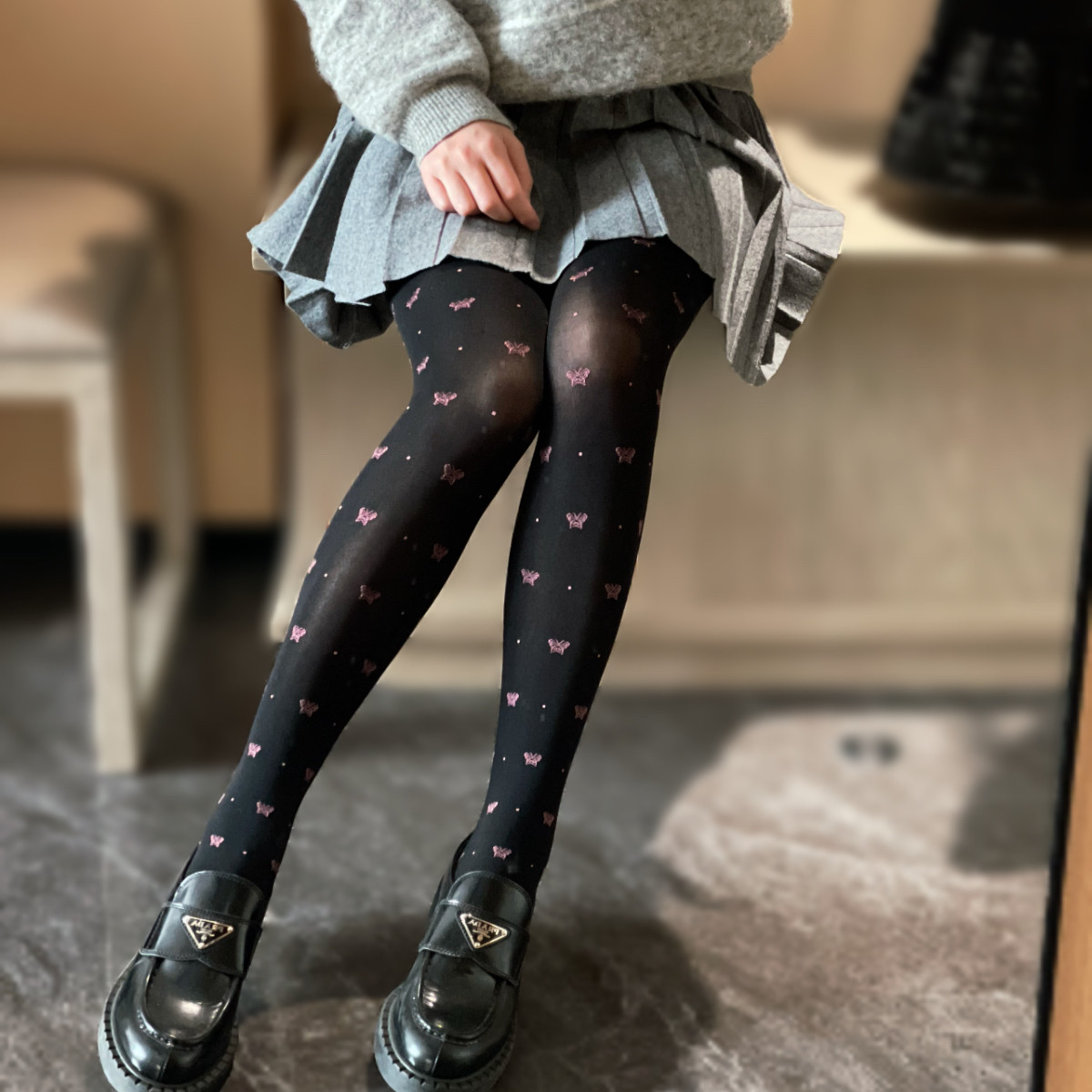 y2k玫粉蝴蝶日系少女天鹅绒连裤袜早秋80D提花黑色显瘦打底袜女jk,淘宝优惠券,粉丝福利购,淘宝优惠卷