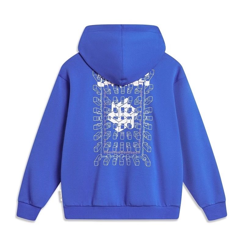 李宁男子加绒卫衣2023冬季运动潮流系列保暖宽松连帽上衣AWDT897 - 图0